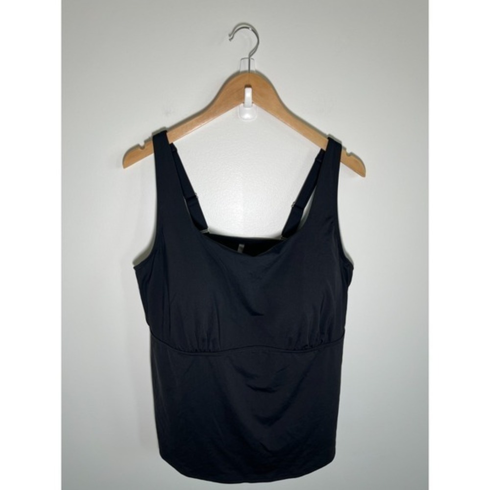 Lands‎ End Womens 18DD Black Tankini Swim Suit Top Square Neck Minimalist